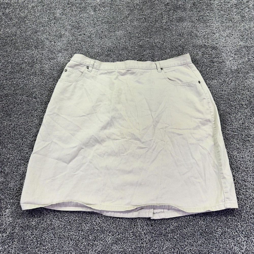 Vtg Cherokee Skirt Womens 18 Beige Twill Straight Knee Length Pockets Casual